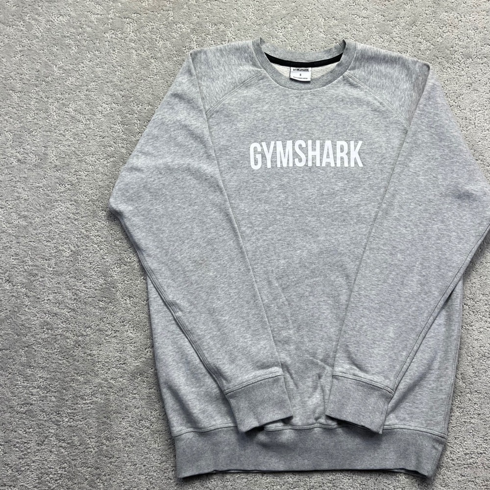 Gymshark Sweatshirt Mens Small Grey Apollo Crewneck Workout Gym Spellout Logo‎